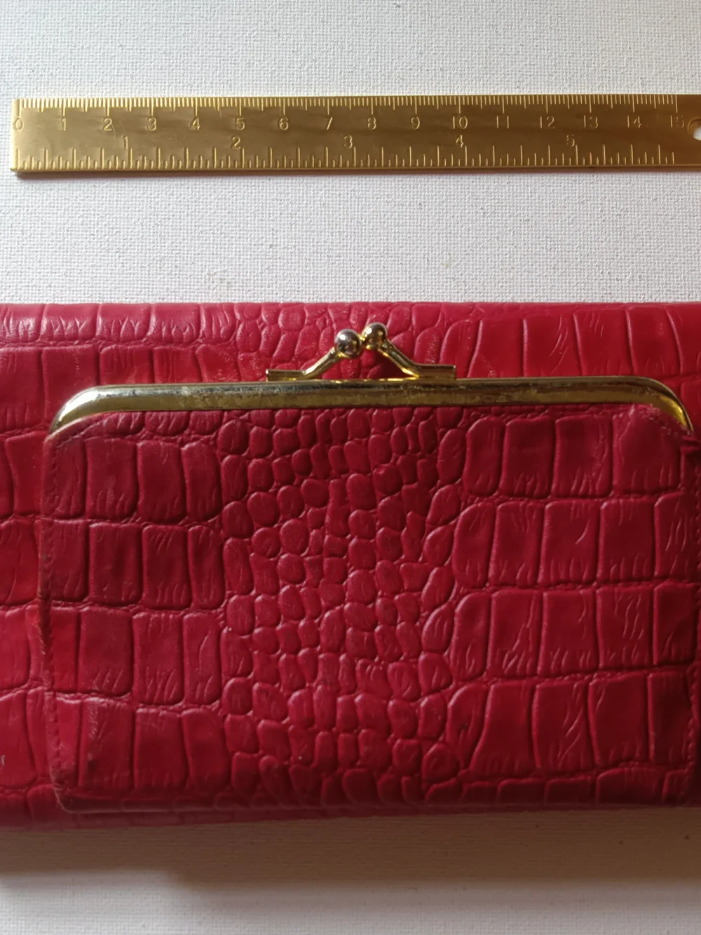 Buxton Red Croc-Embossed Leather Checkbook Wallet